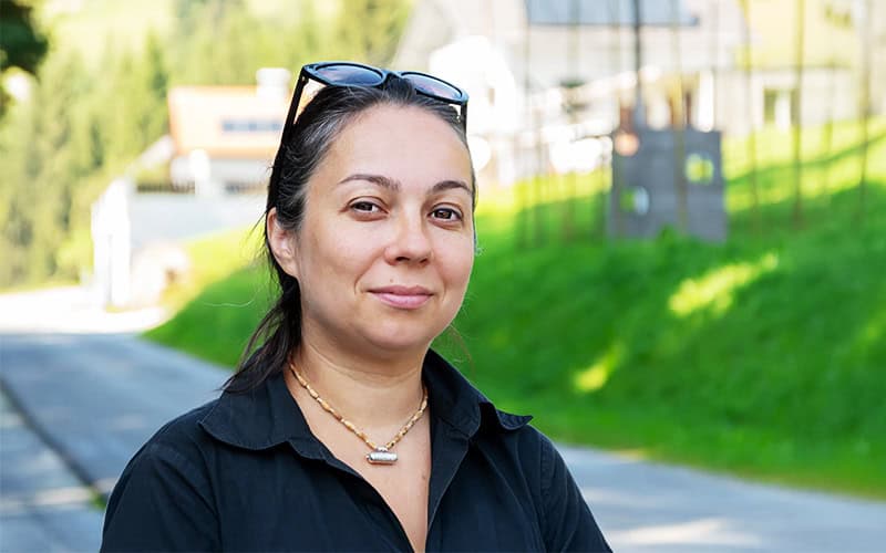 Woman confidently looking at camera